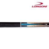 Longoni Galaxy Cyan Lizard Style Leather Pool Cue w/Luna Nera Shaft