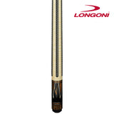 Longoni Flames Leather Stripes Pool Cue w/Luna Nera Shaft