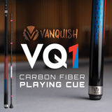 McDermott Vanquish VQ1 Carbon Fiber Playing Pool Cue 12.5 mm Tip No Wrap FREE Hard Case